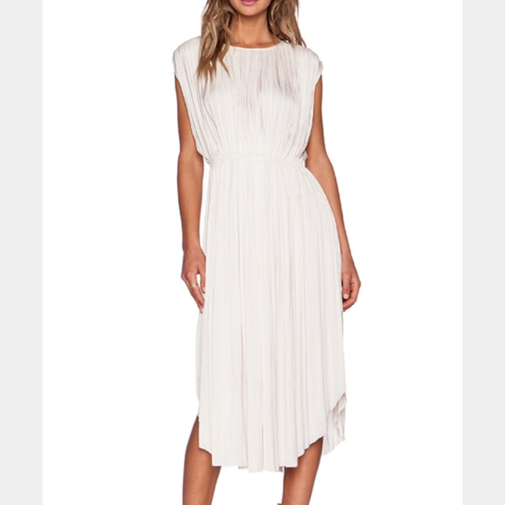 RARE Ulla Johnson Cream Pleated Midi Dress, white, sz 2